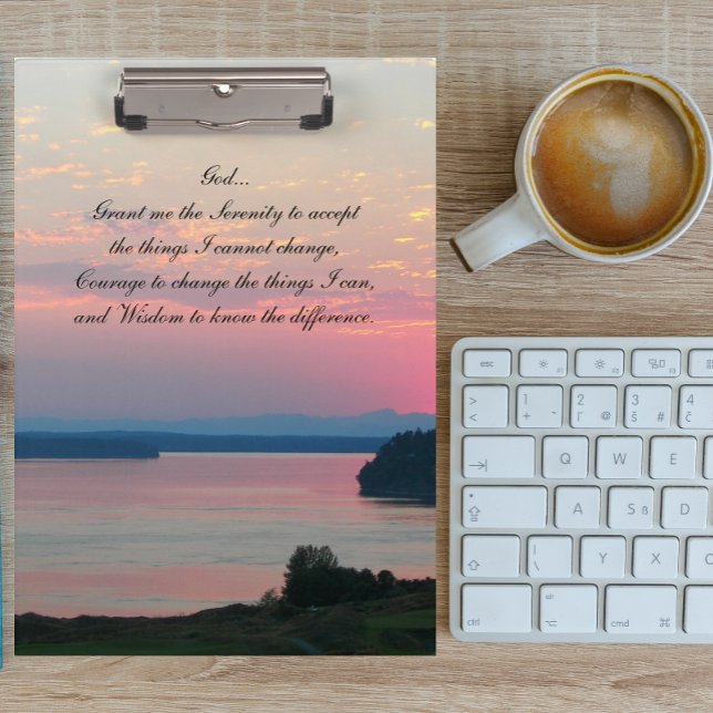 Carpeta De Pinza Serenity Prayer Pink Seascape Sunset (In Situ)