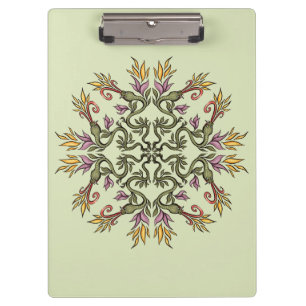 Carpeta De Pinza Serpientes Verdes Floral Mandala Fantasía Botánica