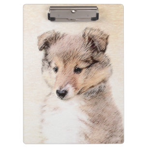 Carpeta De Pinza Shetland Sheepdog Puppy Pintura Original Perro Art
