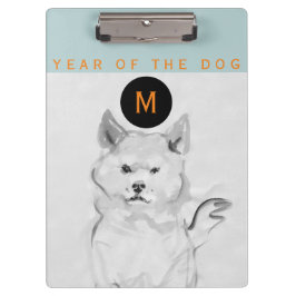 Carpeta De Pinza Shiba Inu 4 Pintura de Año de Perro Chino Monogram
