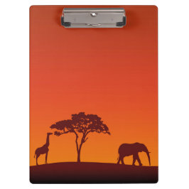 Carpeta De Pinza Silueta africana del safari - tablero