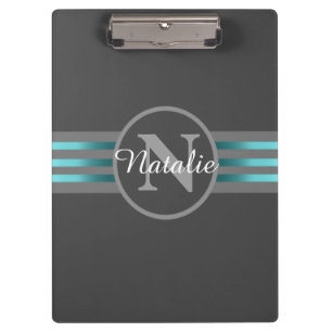 Carpeta De Pinza Silueta de círculo monocromático Rayas negras y gr