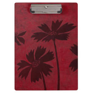 Carpeta De Pinza Siluetas de cabeza de flores sobre fondo de delito