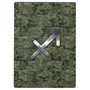 Carpeta De Pinza Silver Sagittarius Zodiac Woodland Camo Digital