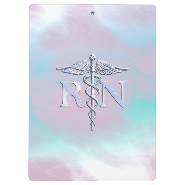 Carpeta De Pinza Silver Style RN Caduceus Medical Mother Pearl (Reverso)