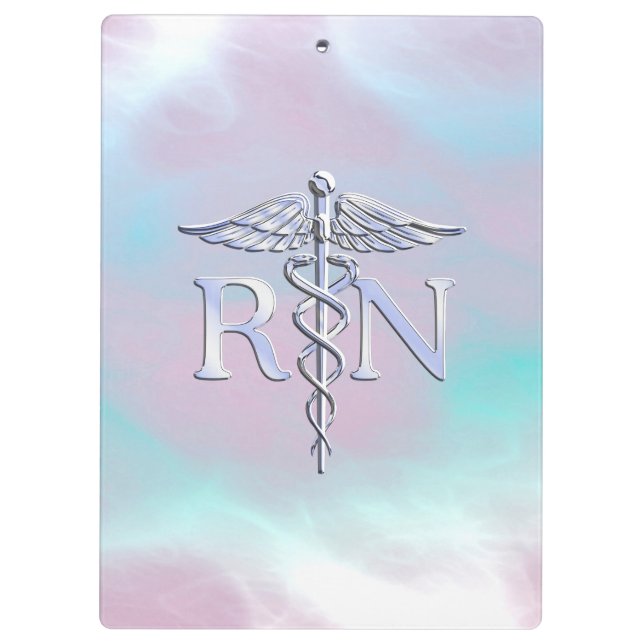 Carpeta De Pinza Silver Style RN Caduceus Medical Mother Pearl (Reverso)