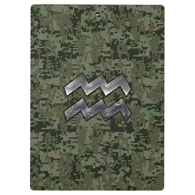 Carpeta De Pinza Símbolo Aquarius Zodiac del camo digital verde oli (Reverso)