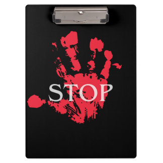 Carpeta De Pinza Símbolo de advertencia "STOP" con huella de mano r