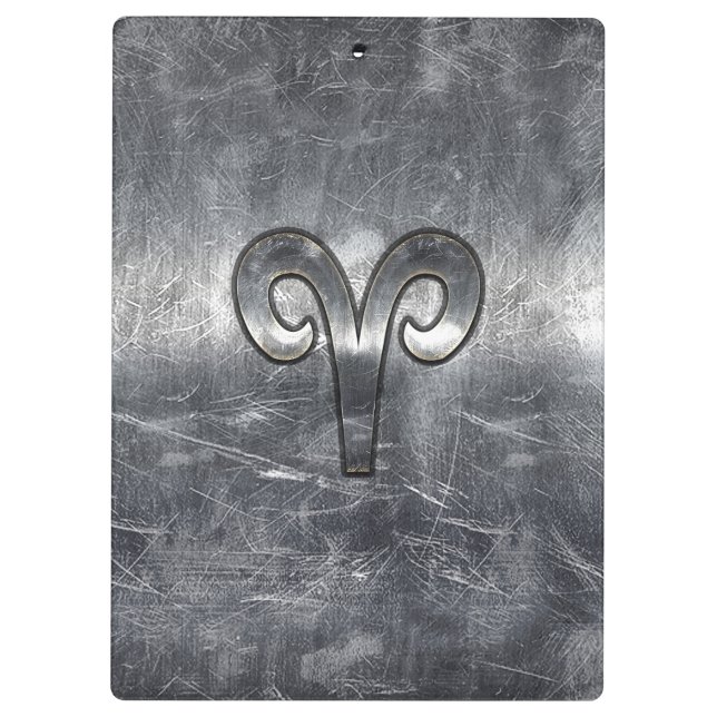 Carpeta De Pinza Símbolo de Aries Zodiac en estilo de acero platead (Reverso)