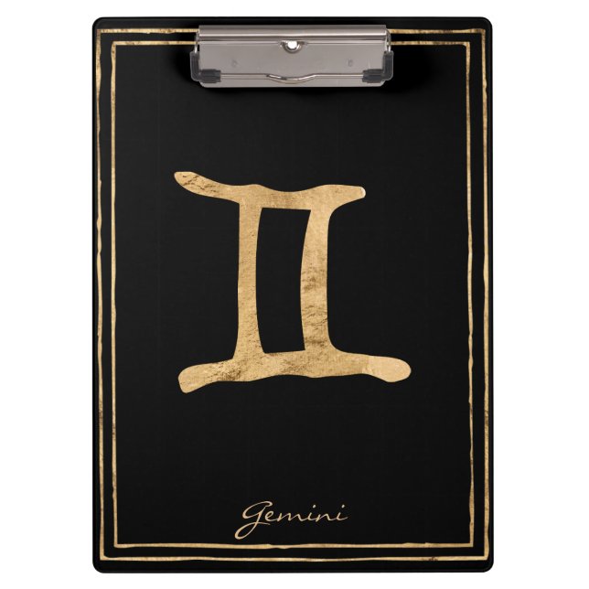 Carpeta De Pinza Símbolo de astrología estilizada de oro de Gemini (Anverso)