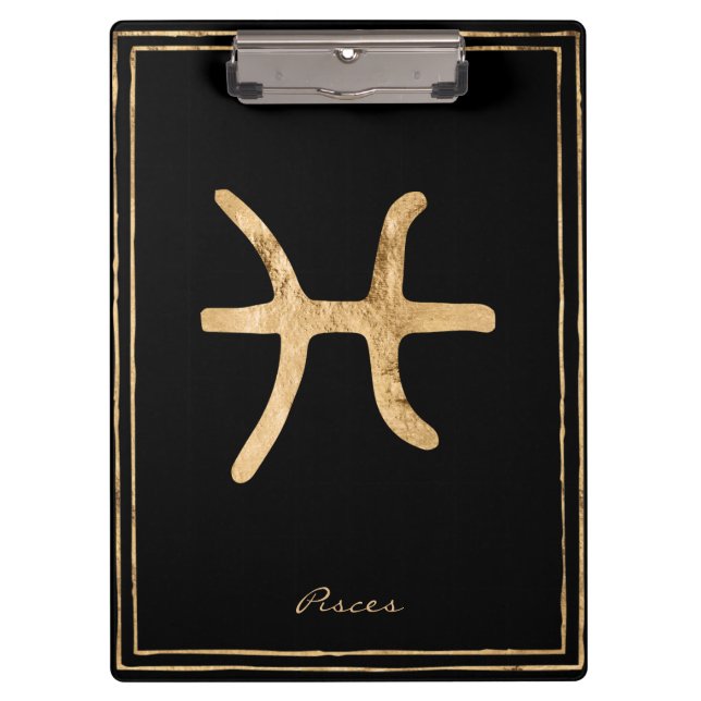 Carpeta De Pinza Símbolo de astrología estilizada de oro de Pisces (Anverso)
