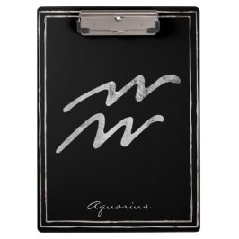 Carpeta De Pinza Símbolo de astrología estilizada y plateado Aquari