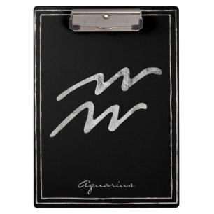 Carpeta De Pinza Símbolo de astrología estilizada y plateado Aquari