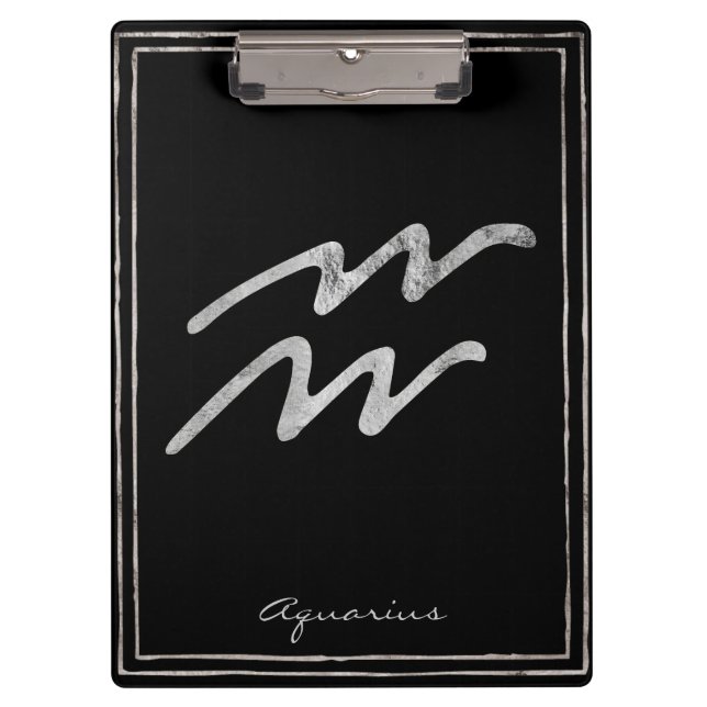 Carpeta De Pinza Símbolo de astrología estilizada y plateado Aquari (Anverso)