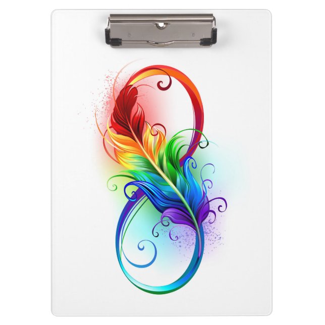 Carpeta De Pinza Símbolo de infinito con pluma de arcoíris (Anverso)