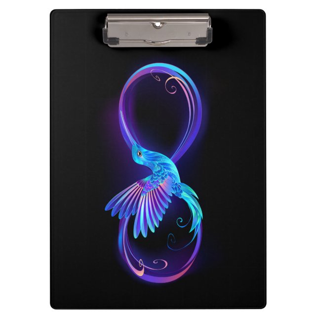 Carpeta De Pinza Símbolo de infinito neón con colibrí brillante (Anverso)