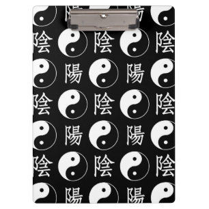 Carpeta De Pinza Símbolo de Yinyang negro patrón de texto chino