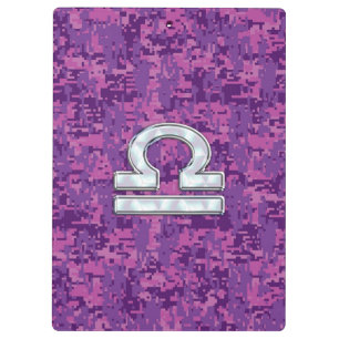 Carpeta De Pinza Símbolo libra zodiaco en el camo digital de Fuchsi