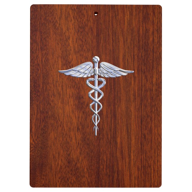 Carpeta De Pinza Símbolo médico del Caduceo plateado Decoración de  (Reverso)