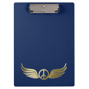 Carpeta De Pinza símbolo metalizado de paz con alas