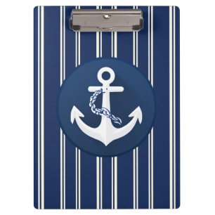 Carpeta De Pinza Símbolo Náutico Ancla Blanco Azul Marina