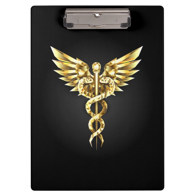Carpeta De Pinza Símbolo poligonal de oro Caduceus (Anverso)