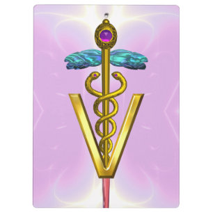 Carpeta De Pinza SÍMBOLO VETERINARIO CADUCEO DE ORO / LÍlago rosado