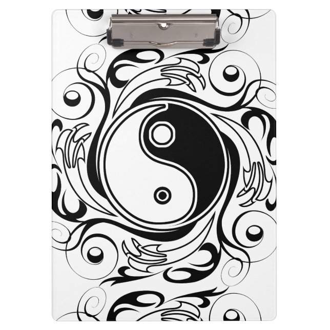Carpeta De Pinza Símbolo Yin & Yang estilo Tatuaje blanco y negro (Anverso)