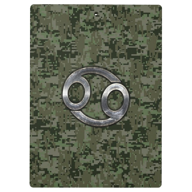 Carpeta De Pinza Símbolo zodiaco contra el cáncer en camo digital d (Reverso)