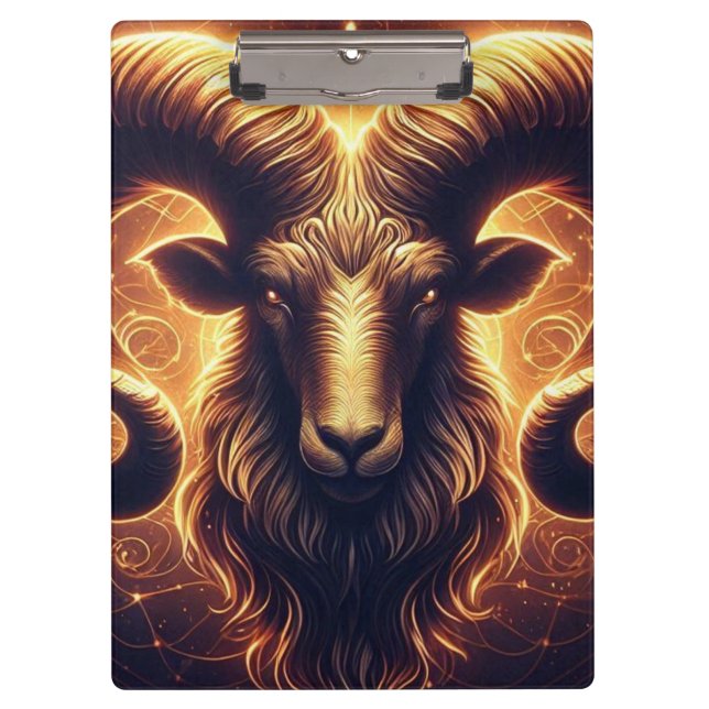 Carpeta De Pinza Símbolo zodiaco de los Aries dorados (Anverso)