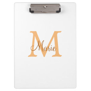 Carpeta De Pinza simple minimal añadir nombre monograma naranja mar