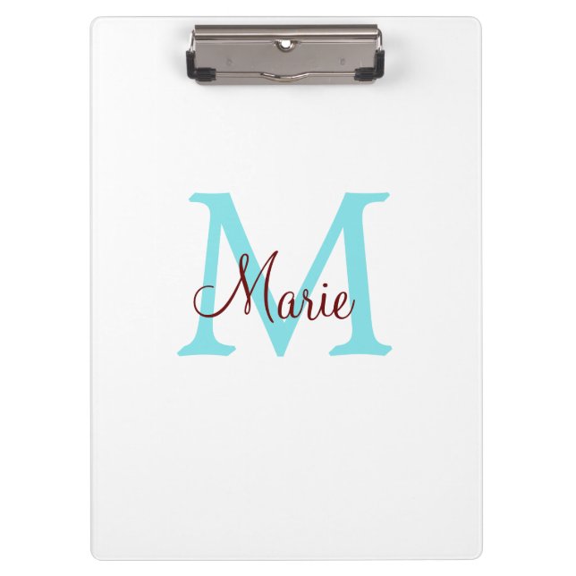 Carpeta De Pinza simple mínimo añadir nombre monograma rojo rosado (Anverso)