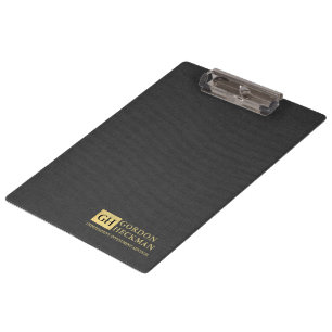 Carpeta De Pinza Simple Textura de Lino Negro Personalizada con Mon