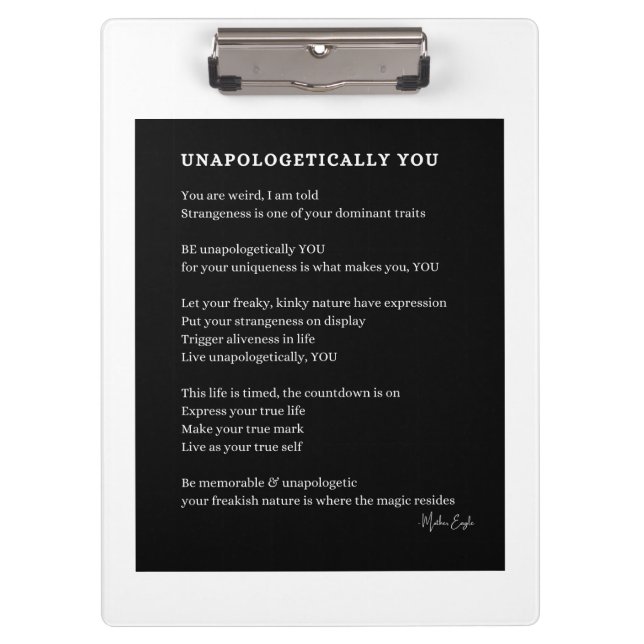 Carpeta De Pinza Sin arrepentimiento, eres tú mismo poema poster mu (Anverso)