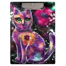 Carpeta De Pinza Singular Resumen Floral Kitty Cat Negro Rosa