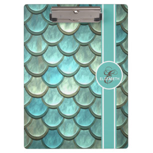 Carpeta De Pinza Sirena En Escalas De Cola De Sirena, Monograma
