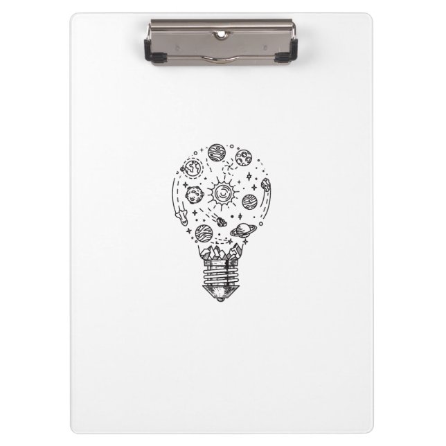 Carpeta De Pinza Sistema solar Doodle en bombilla (Anverso)