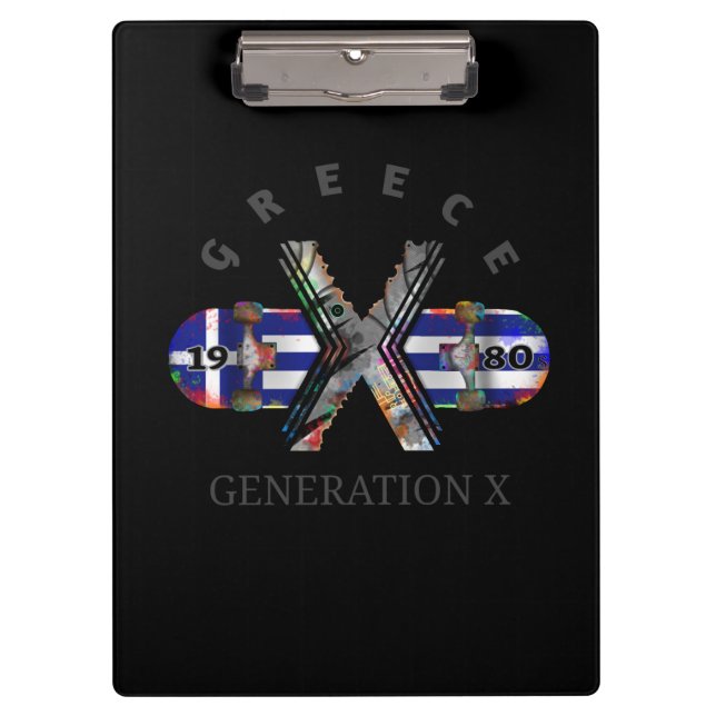 Carpeta De Pinza Skateboard Generation X Greece de los años 1980 (Anverso)
