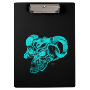 Carpeta De Pinza Skull Devil Head Black and Green Design