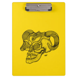 Carpeta De Pinza Skull Devil Head Black and Yellow Design