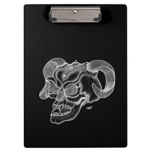 Carpeta De Pinza Skull Devil Head Diseño en blanco y negro