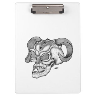 Carpeta De Pinza Skull Devil Head Diseño en blanco y negro