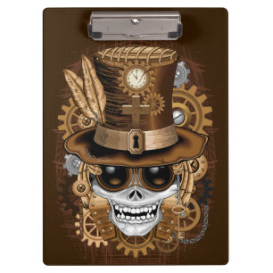 Carpeta De Pinza Skull Steampunk Voodoo Retro Machine
