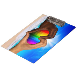 Carpeta De Pinza SlipperyJoe gradiente de corazón de arcoíris vívid