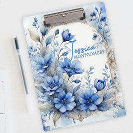 Carpeta De Pinza Sofisticadas floraciones de color azul sereno vent