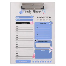 Carpeta De Pinza Soft Blue Daily Planner with Mood & Water Track