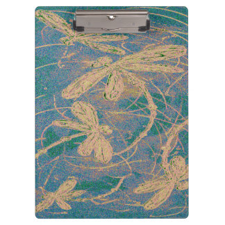 Carpeta De Pinza Soft Gold Dragonflies on Vintage Turquoise & Lilac