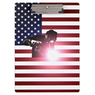 Carpeta De Pinza Soldador y bandera americana