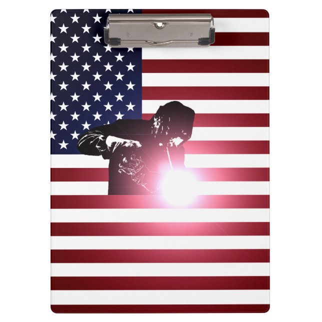 Carpeta De Pinza Soldador y bandera americana (Anverso)