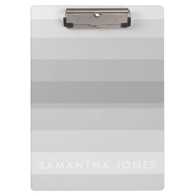 Carpeta De Pinza Sombras grises Ombre Simple Stripe Personalizado N (Anverso)